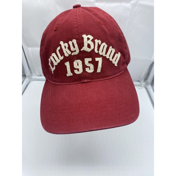 Lucky Brand Other - Lucky Brand Red Baseball Hat Cap Adjustable Strap-back 1957 Cotton